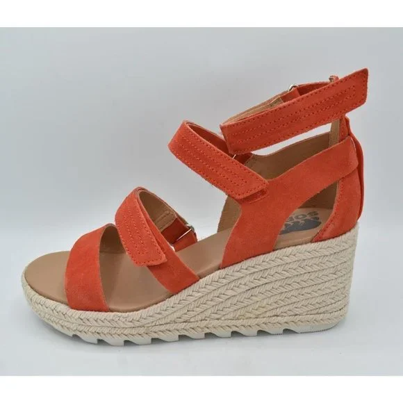 Sorel Womens Size 8.5 Cameron Multi Strap Wedge Signal Red Sandals